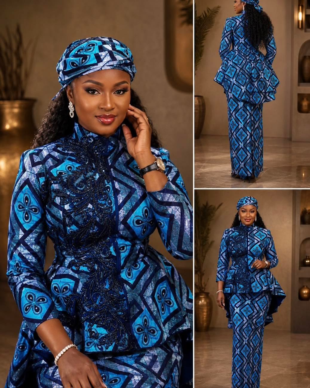 Blue Ankara skirt & blouse set