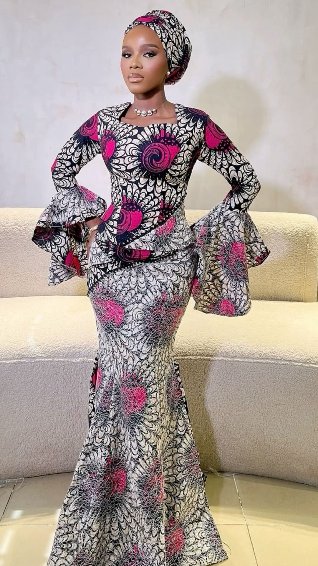 Ankara peplum mermaid skirt