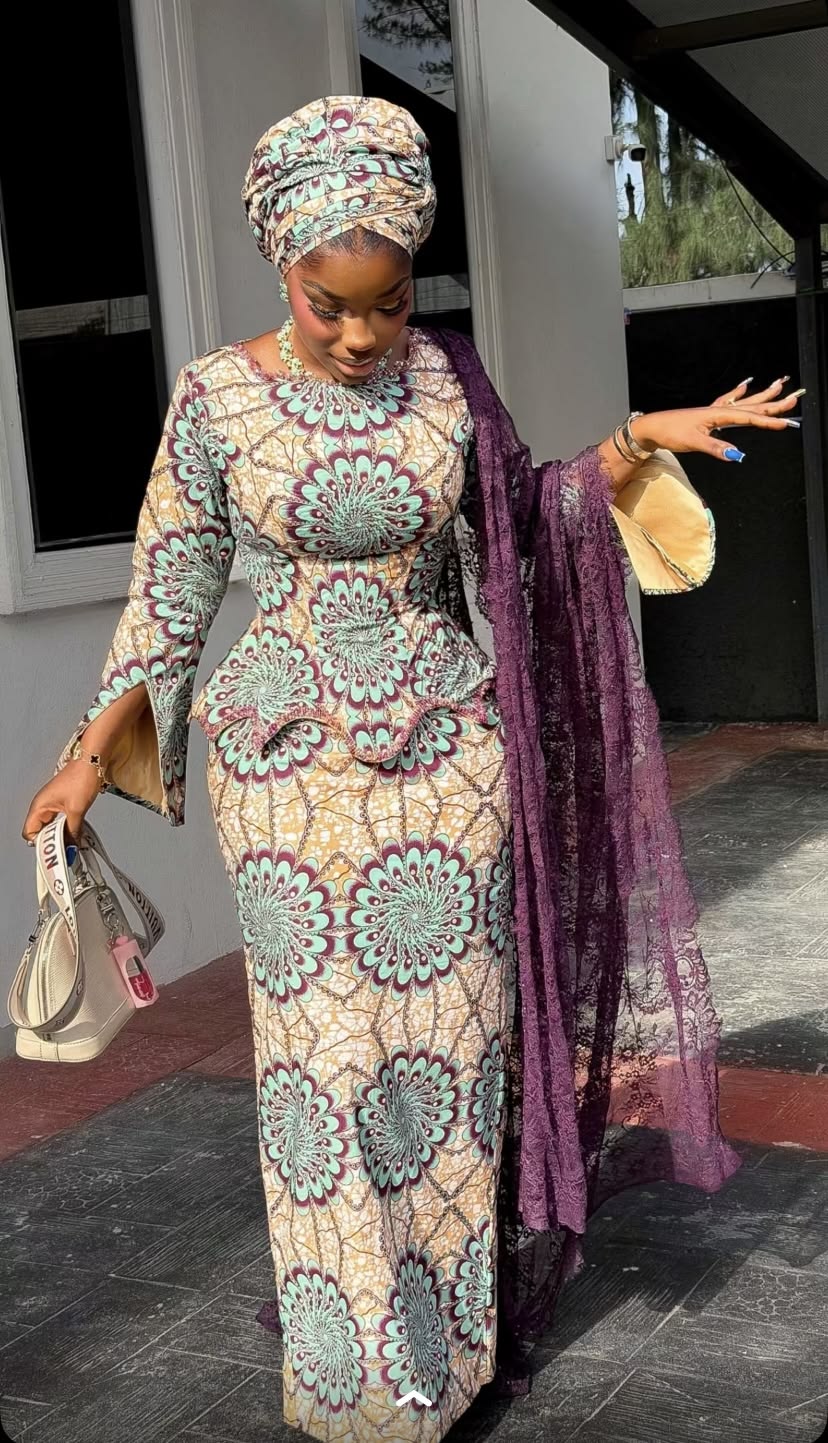 Ankara peplum with lace shawl