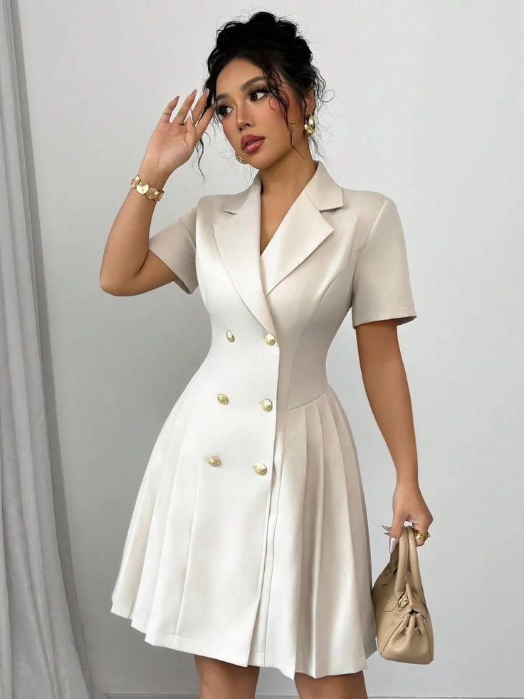 Ivory double-breasted blazer dress