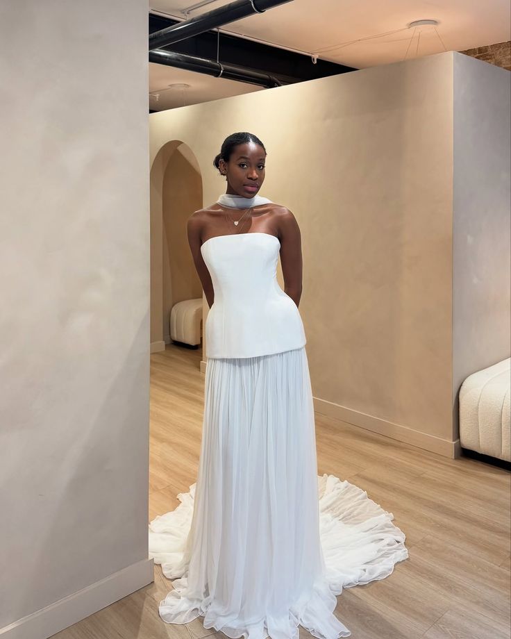 Strapless satin top & tulle skirt set