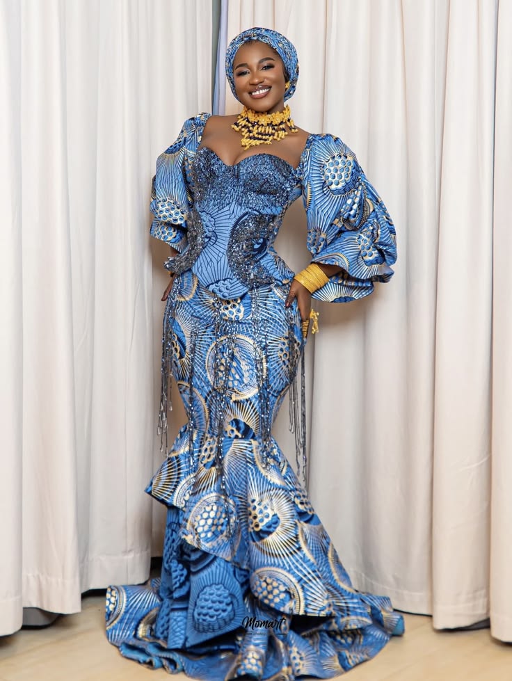 Blue beaded mermaid gown