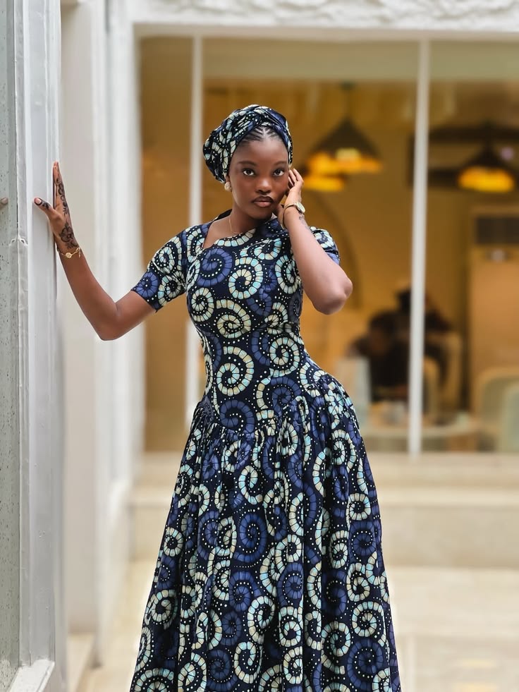Print fit & flare gown